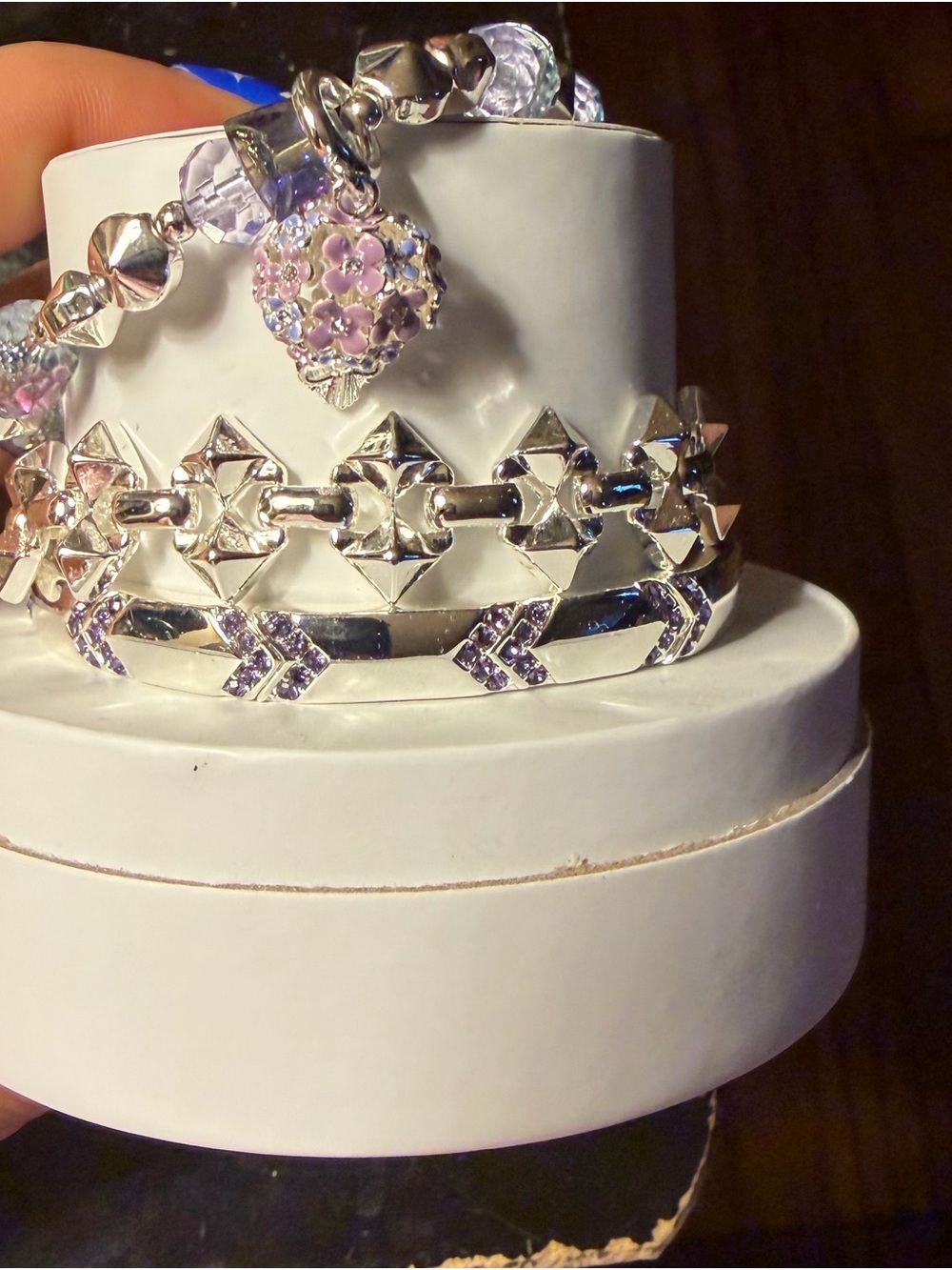 Spring Stacks 25: Blooming Beauty: Silver Bracelet Set with Lavender Accents